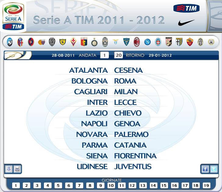 A Serie A és a Coppa Italia 2011/2012-es menetrendje